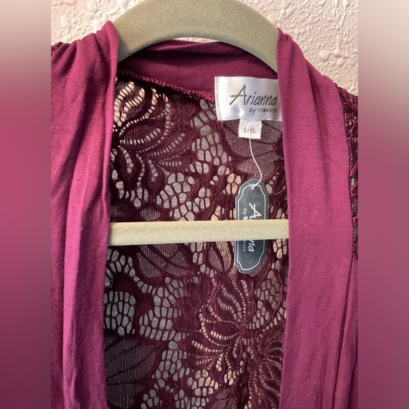 ❌NWT Arianna by Howard's Lace Back Plum Cardigan Size L/XL - Picture 3 of 6